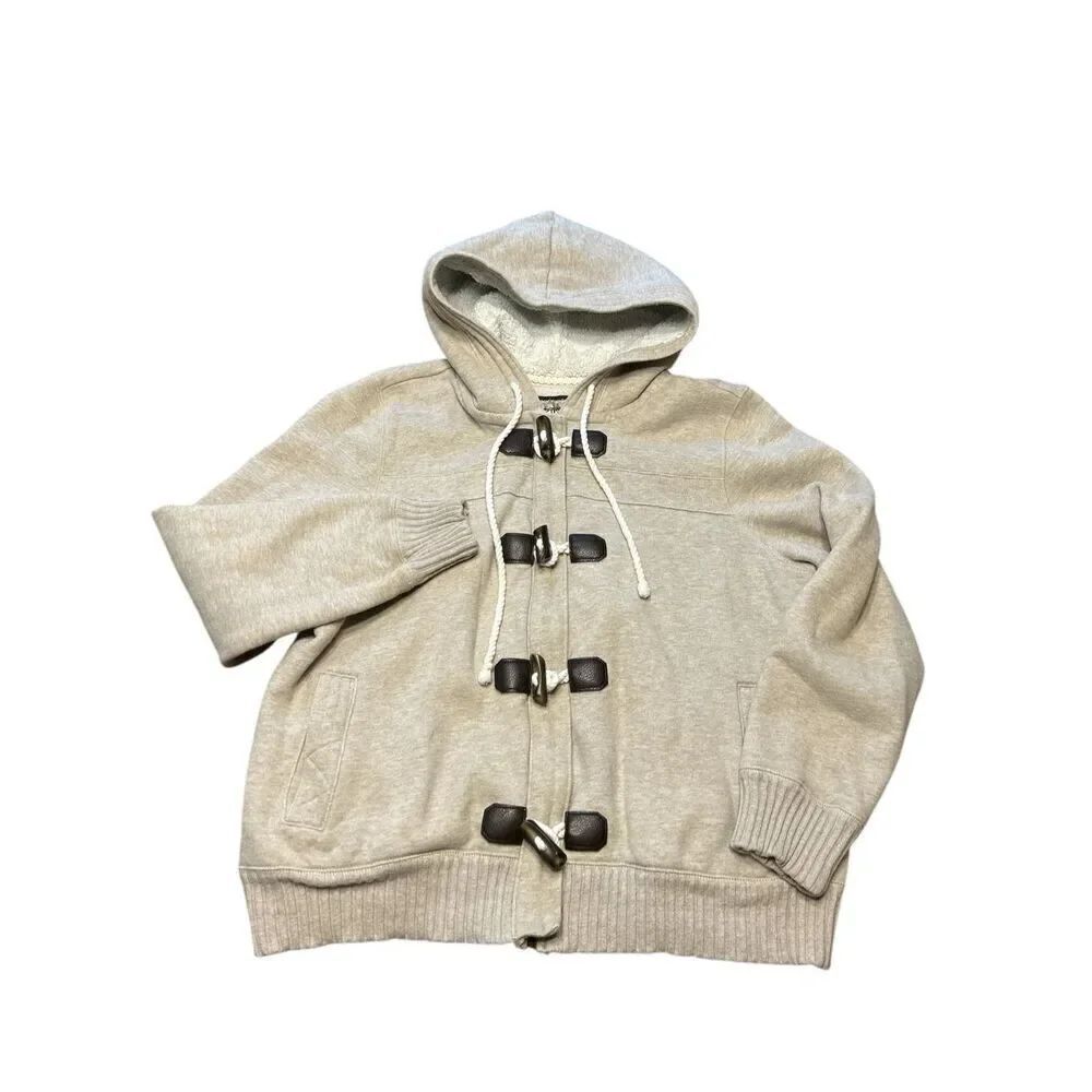 Old Navy Girls Hooded fleece lined Jacket zip toggle buttons size X-Large